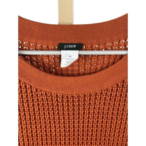 J. Crew Crewneck Rust Orange 100% Cotton Long-Sleeve Sweater Rust Orange EUC XS - Picture 2 of 10